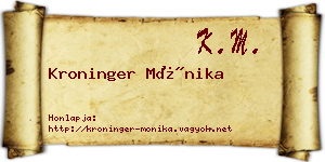 Kroninger Mónika névjegykártya